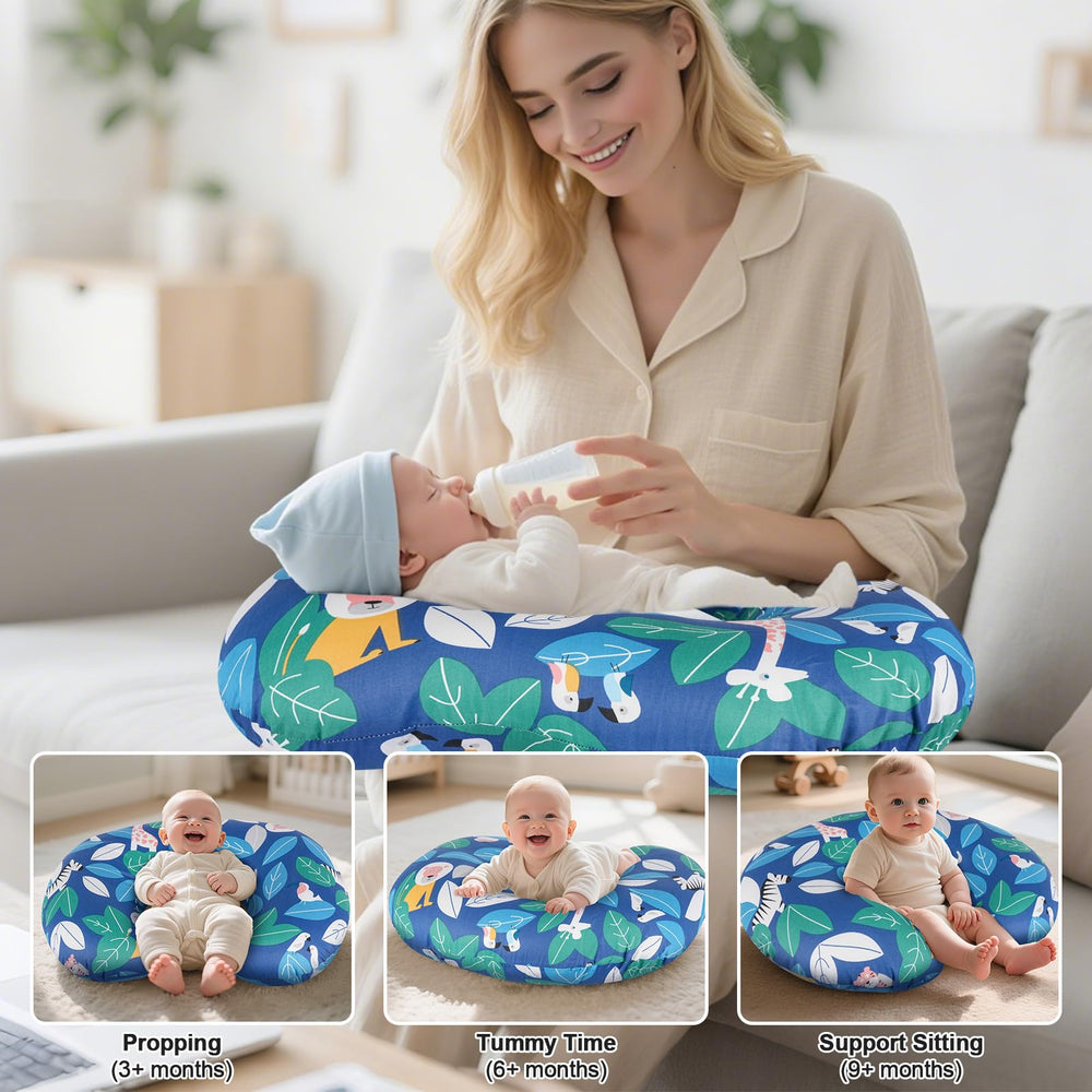 CHANGX3KB nursing pillow supports mom and baby for ergonomic feeding.