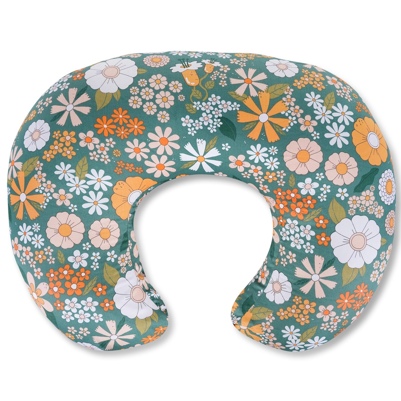 CHANGX3KB nursing pillow Flower Green cover close-up showing washable fabric