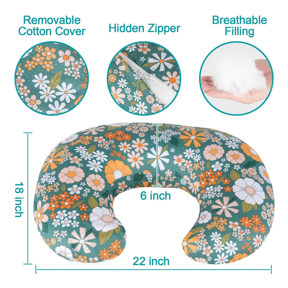 CHANGX3KB nursing pillow with removable cotton cover shown for machine washing