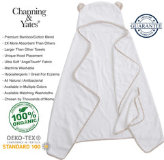 Channing & Yates baby washcloth closeup highlighting soft, absorbent fibers for gentle cleansing.