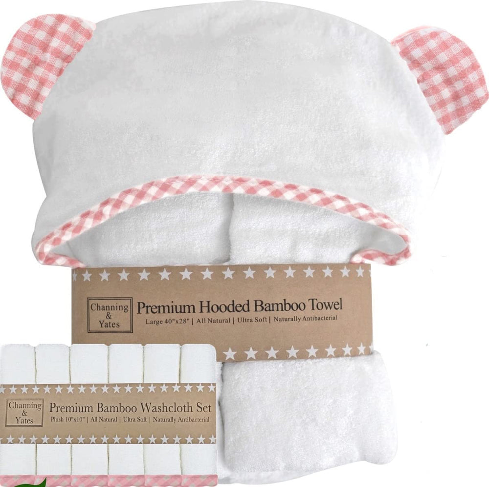 Channing & Yates hooded baby towel with bear ears for cozy bath time