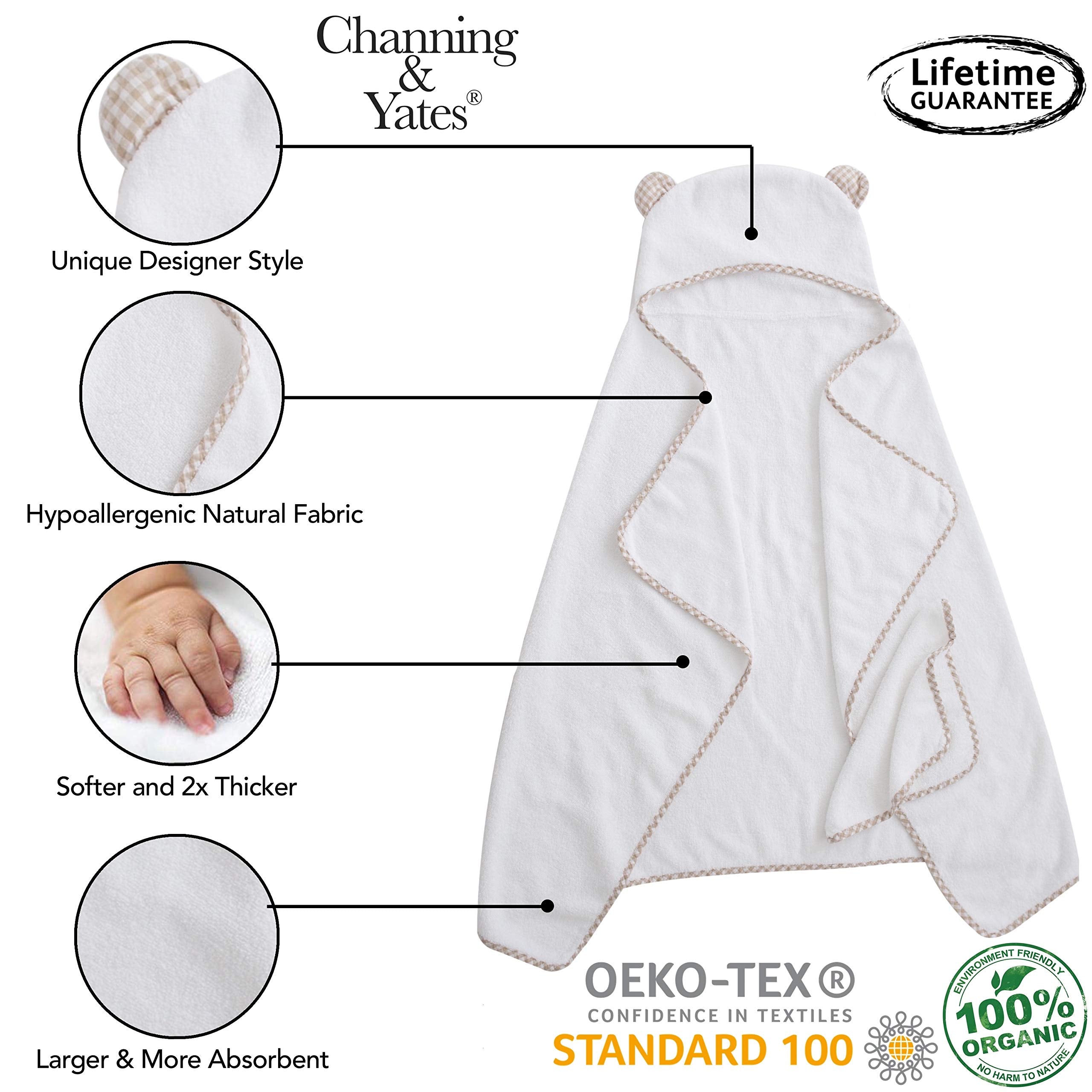 Channing & Yates organic baby towel set packaging showcases gift-ready presentation for baby showers.