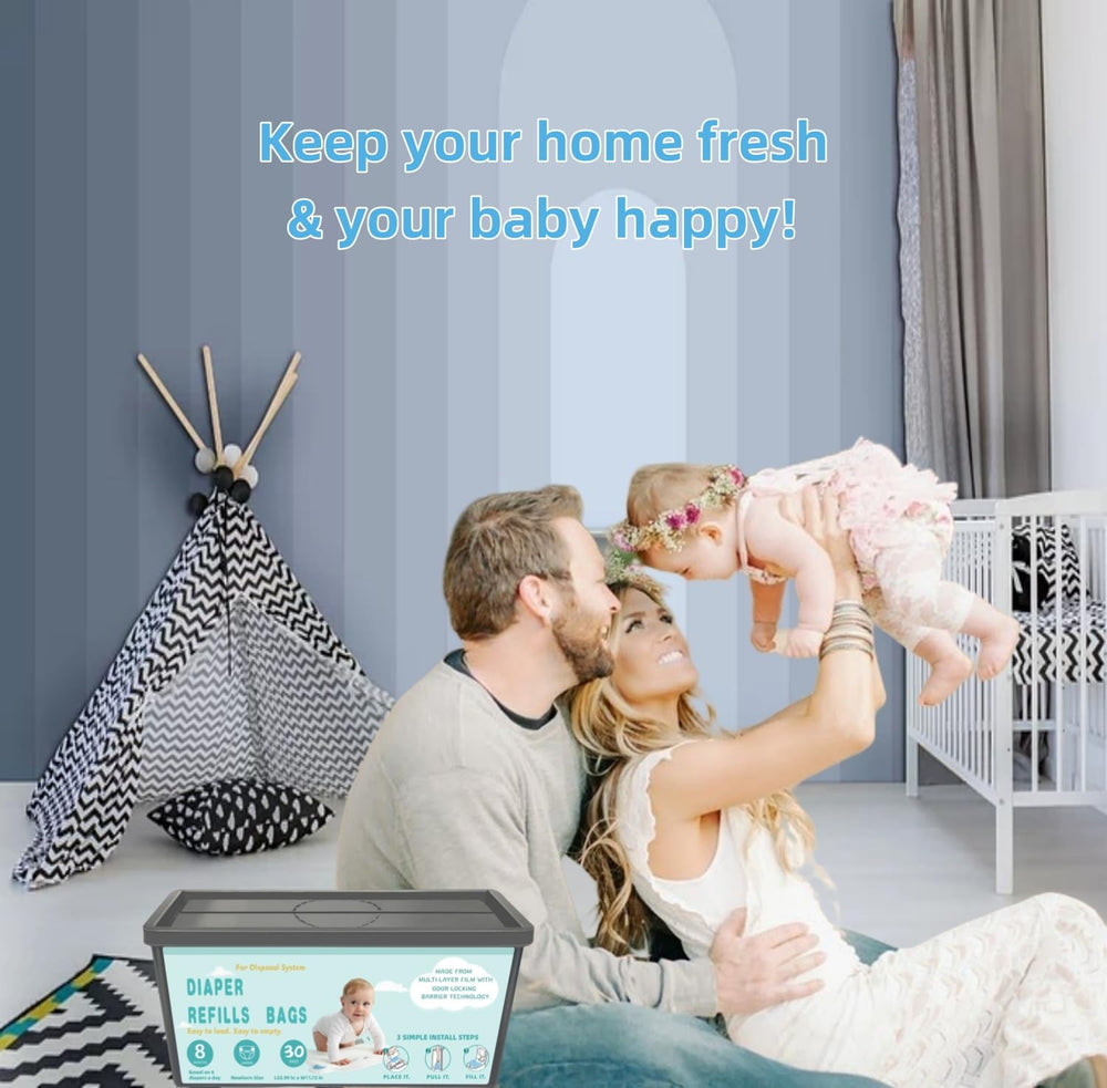 Chariholis bag removal action demonstrates tidy, mess-free diaper changes.