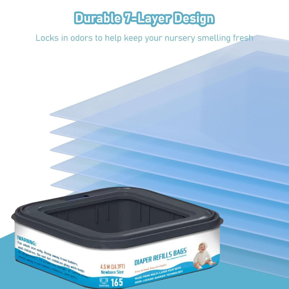 Chariholis Diaper Genie refill in use inside the pail for secure odor control