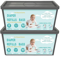 Chariholis diaper pail bags two-pack packaging for easy refills and long-term supply.