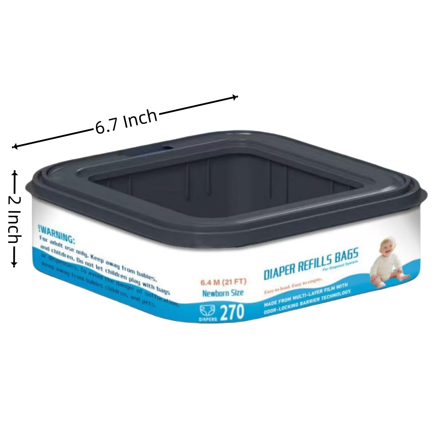 Chariholis square refill compatibility with Diaper Genie for easy fit.