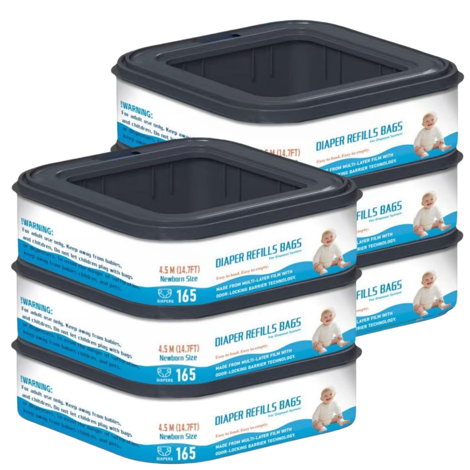 Chariholis square starter refills box open, showing easy-to-store packaging for quick diaper changes