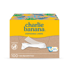 Charlie Banana disposable liners pack hero shows a complete set for quick diaper changes.