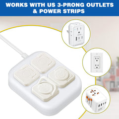 CharmFields three-prong-fit outlet covers fit standard outlets without blocking adjacent sockets.