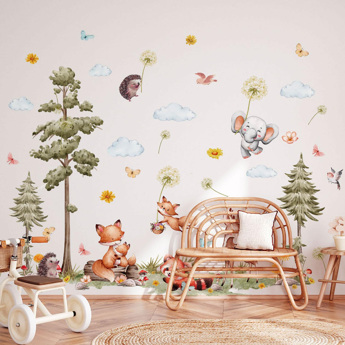 CharmFlo pine-tree-forest-wall-decal brightens nursery with nature-inspired decor