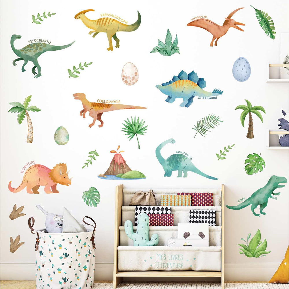 CharmFlo self-adhesive dinosaur removable decals are renter-friendly and easily removed.