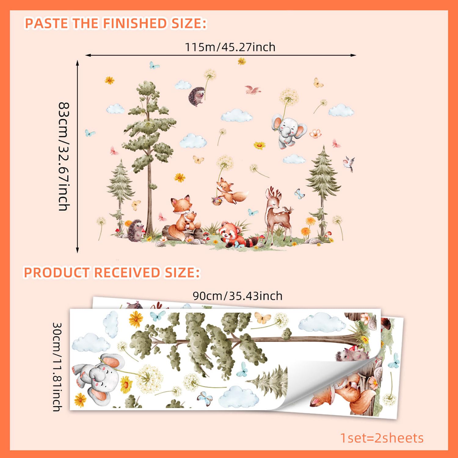 CharmFlo woodland wall decals complete forest mural in minutes