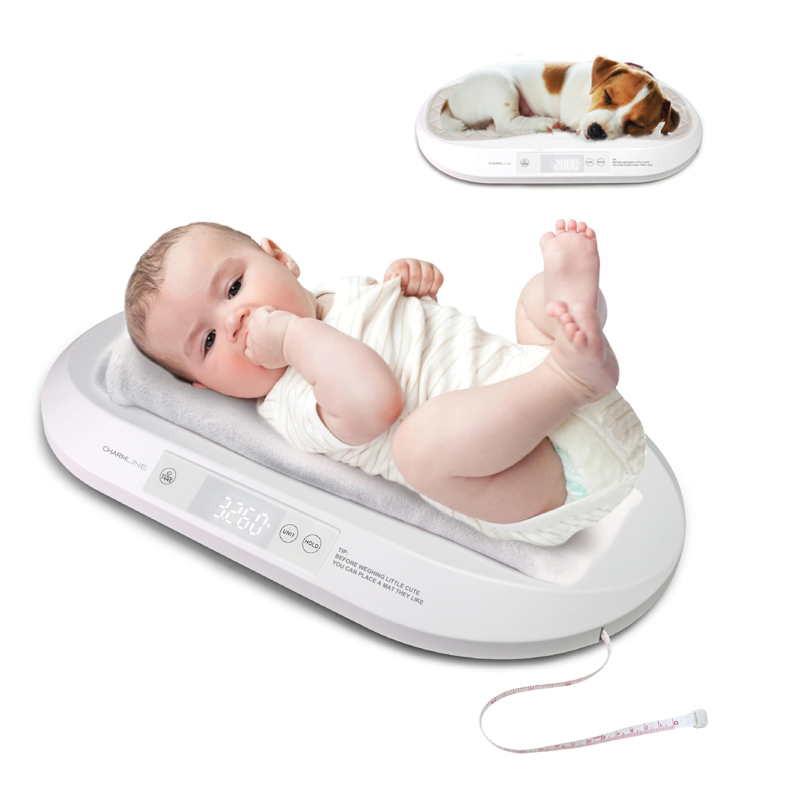 Charmline digital baby scale front view for quick weigh-ins