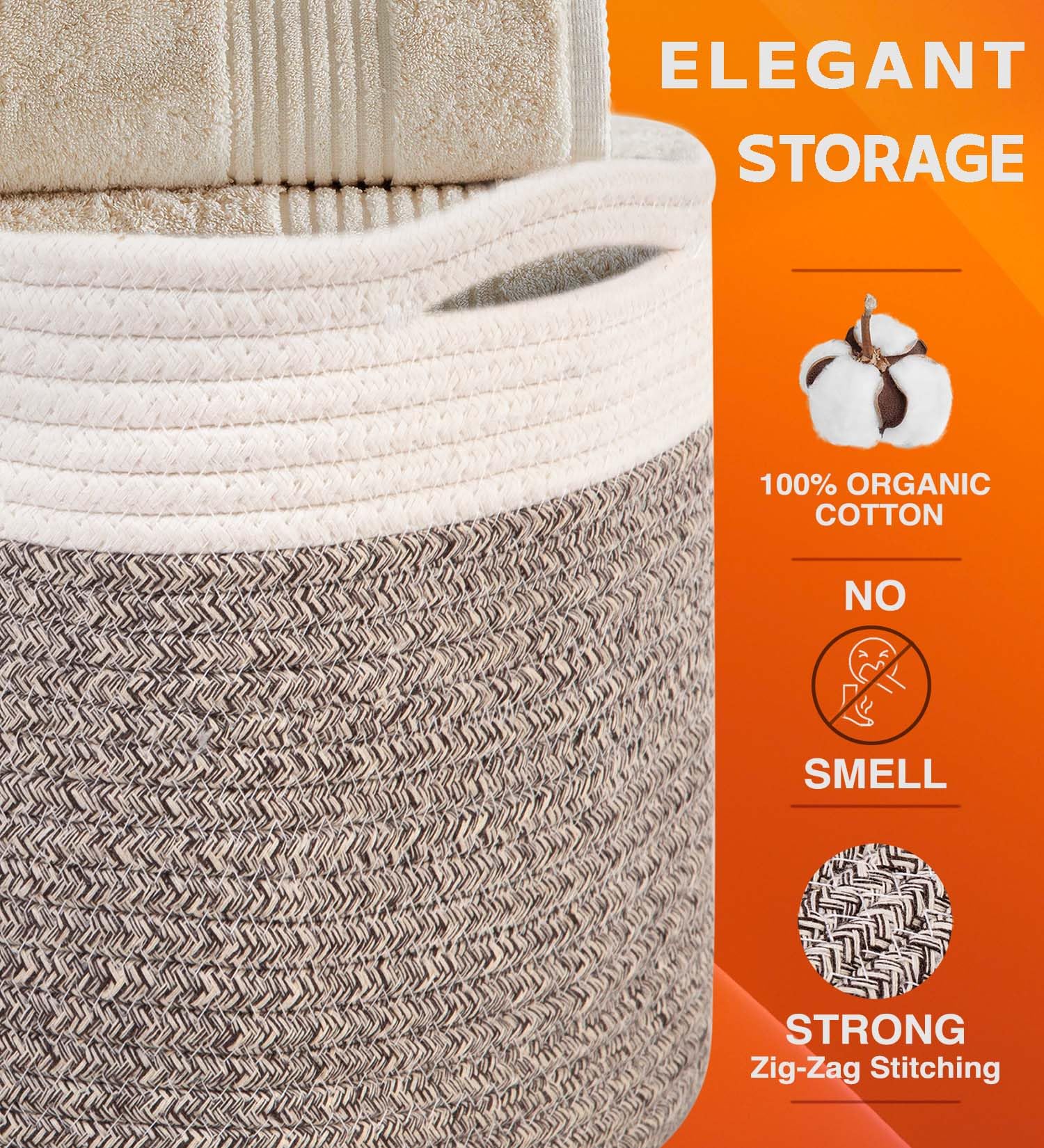 CHAT BLANC cotton rope entryway basket keeps shoes organized for easy clutter control.