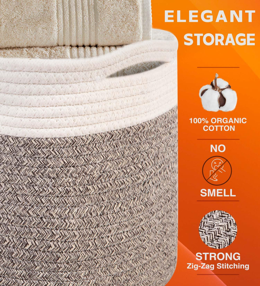CHAT BLANC cotton rope entryway basket keeps shoes organized for easy clutter control.