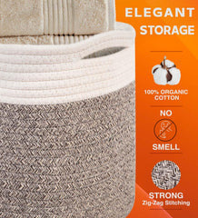 CHAT BLANC cotton rope entryway basket keeps shoes organized for easy clutter control.