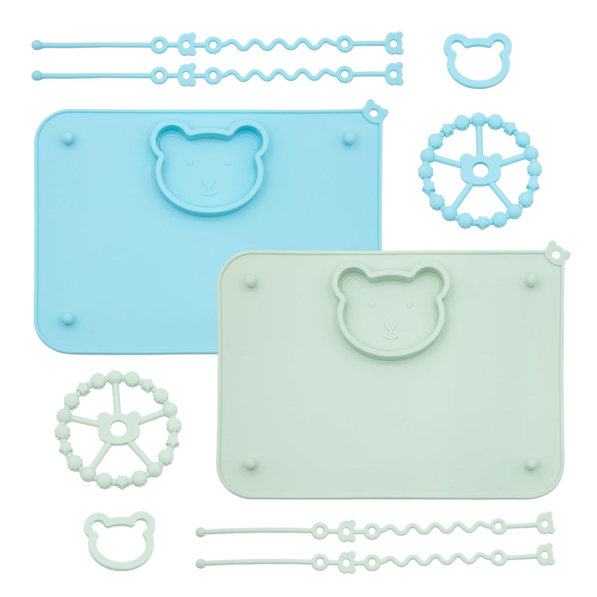 CHCC 2-pack baby silicone mats on high chair for clean, reachable essentials.