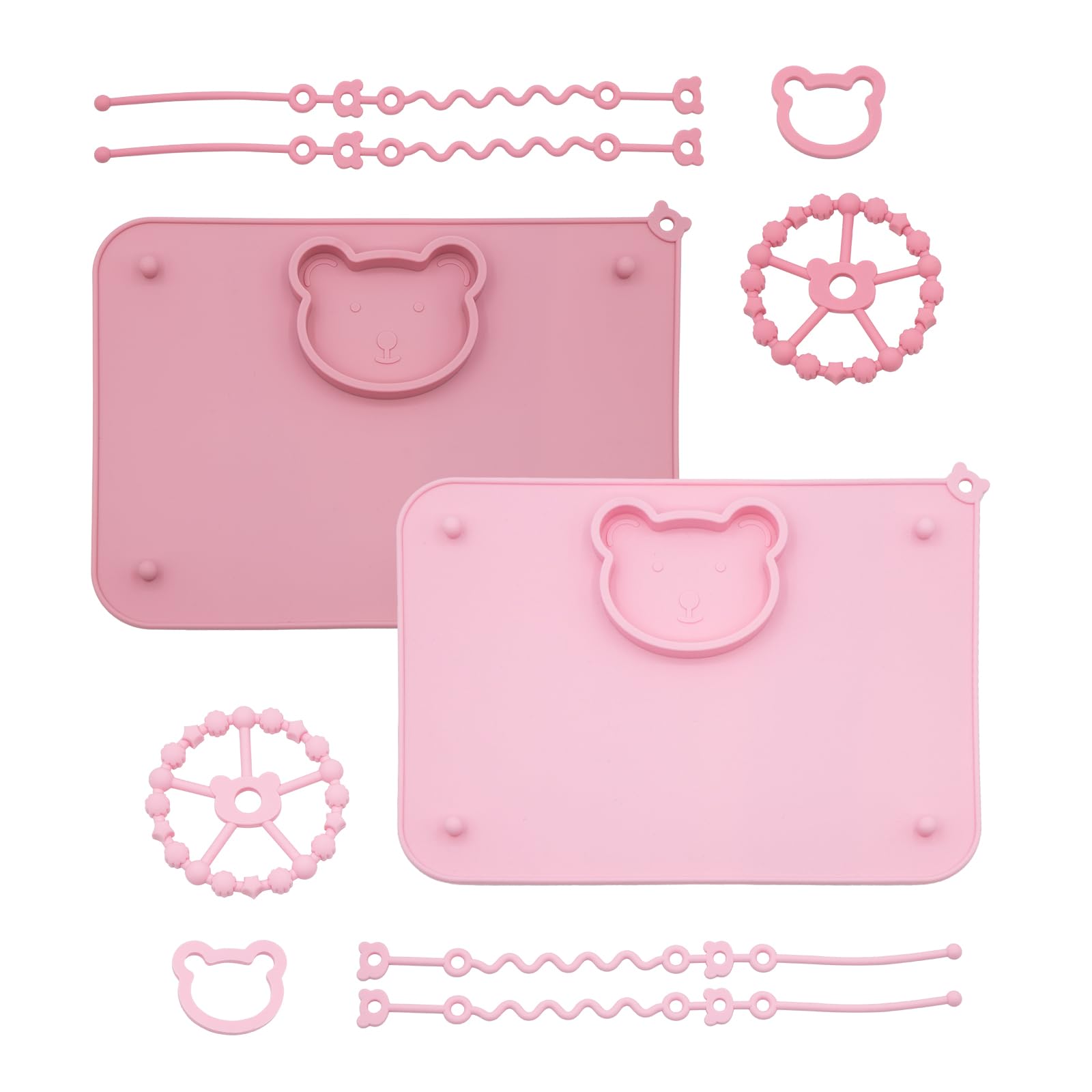 CHCC 2-pack baby silicone mats with suction base keep essentials within reach.