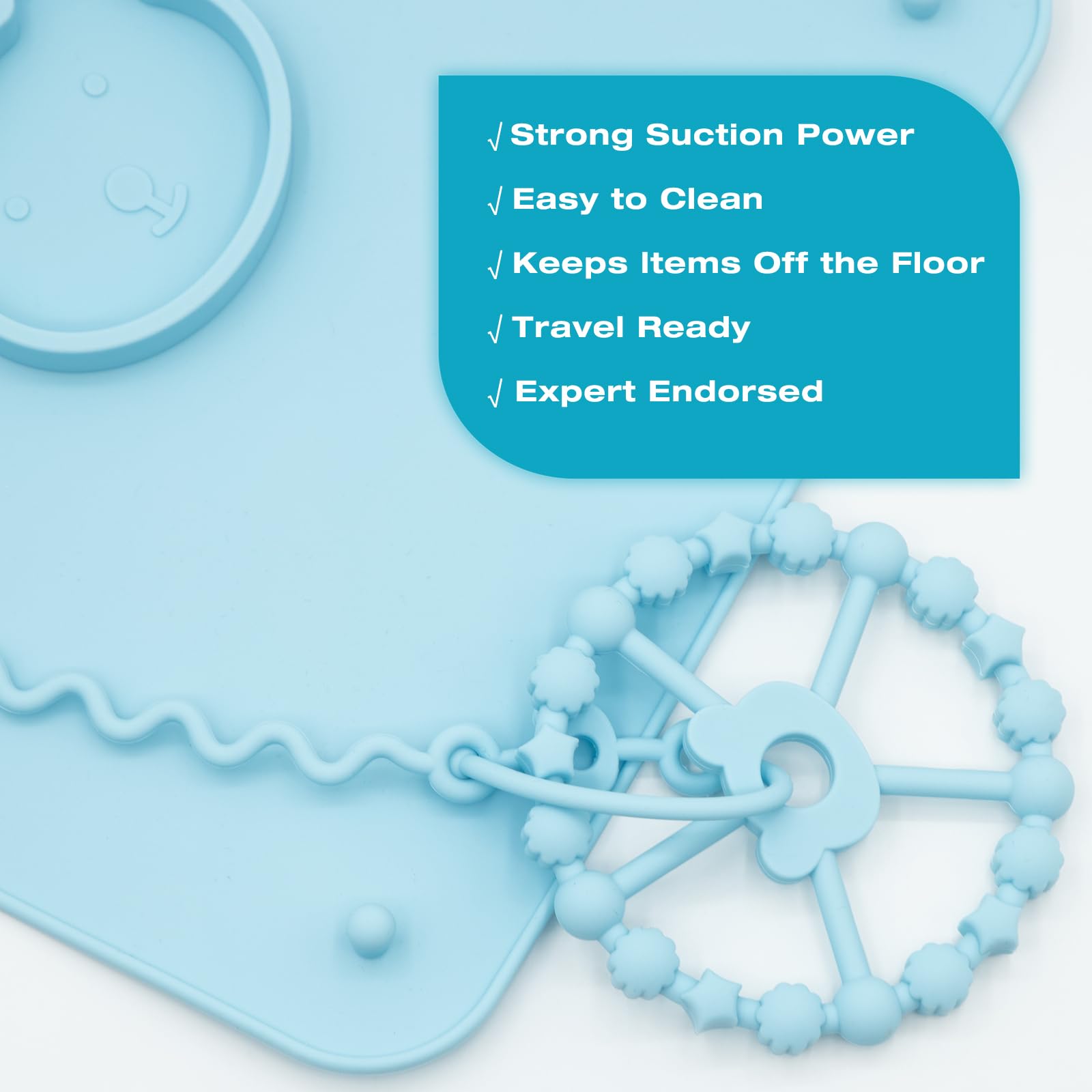 CHCC green and blue color combo brightens mealtimes and invites exploration.