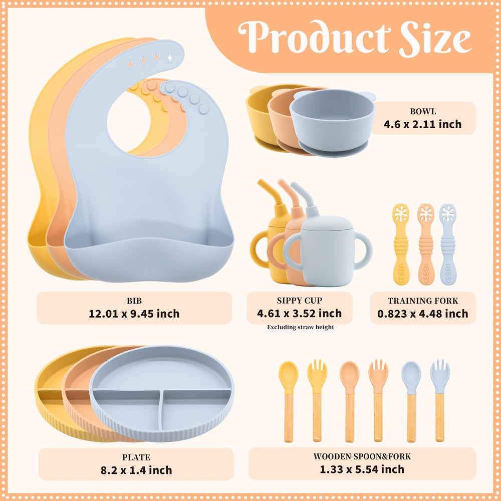 CHCC silicone baby feeding set complete kit displayed for convenient mealtime setup.