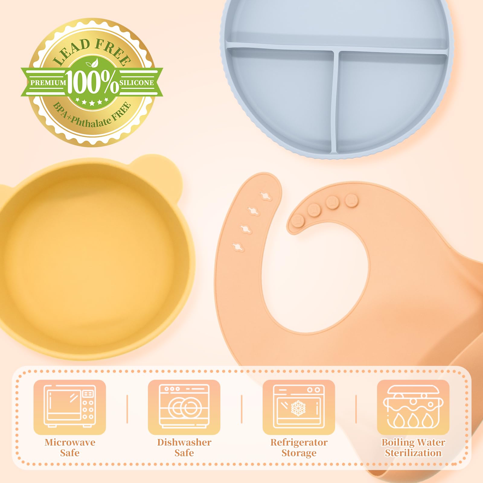 CHCC silicone baby feeding set sippy cups promoting independent drinking with spill-proof straw.