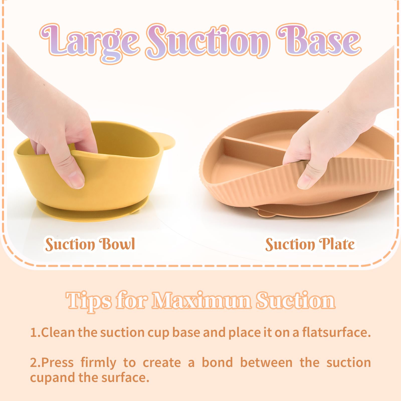 CHCC silicone baby feeding set spoons are soft and toddler-friendly for self-feeding.