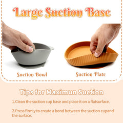 CHCC silicone bowl set image showing dishwasher-safe convenience and gentle baby materials