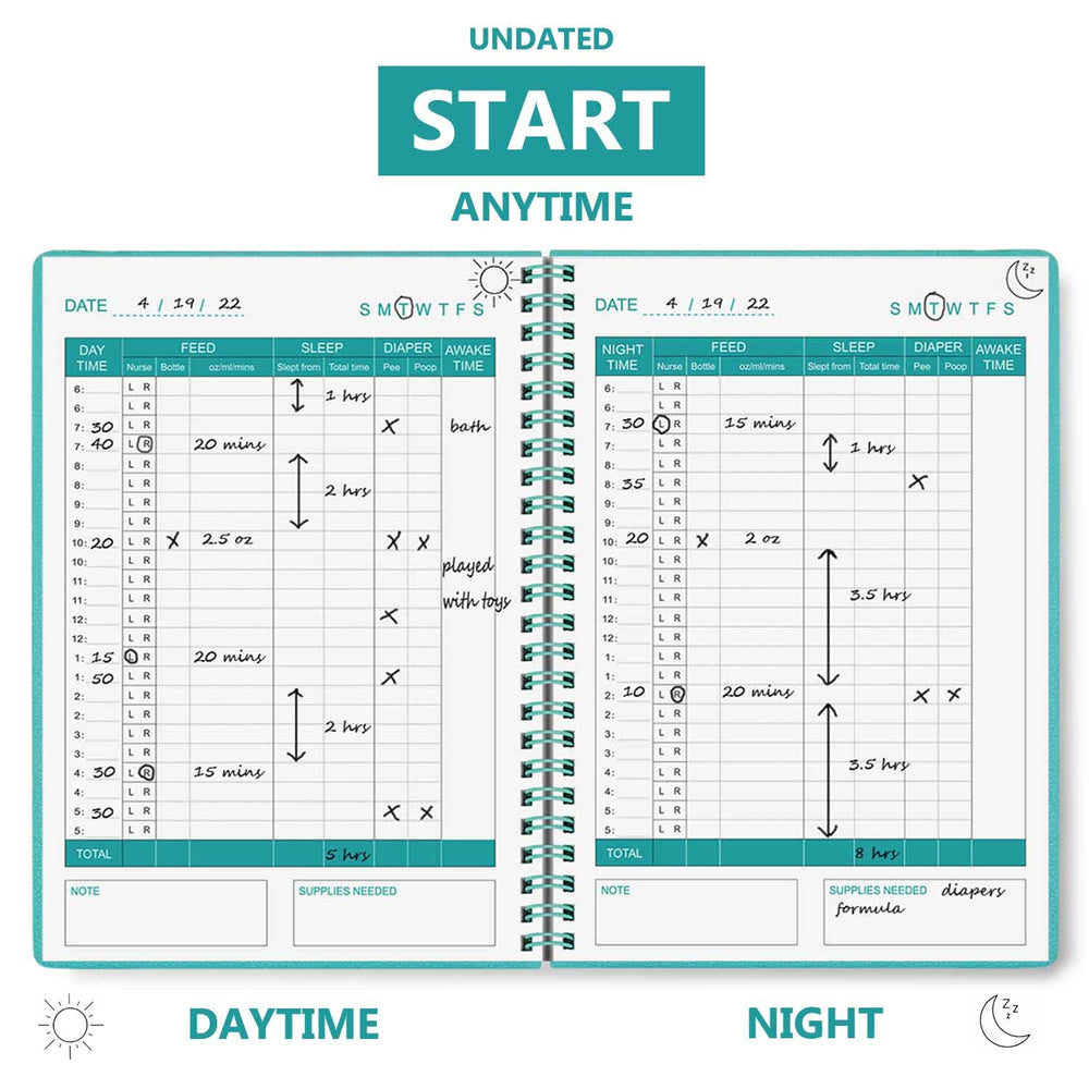 Cheericome Baby's Daily Log Book nursing tracking page for clearer feeding records.
