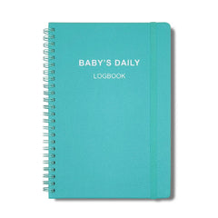 Cheericome Baby's Daily Log Book teal PU cover close-up showing waterproof durability for busy days.