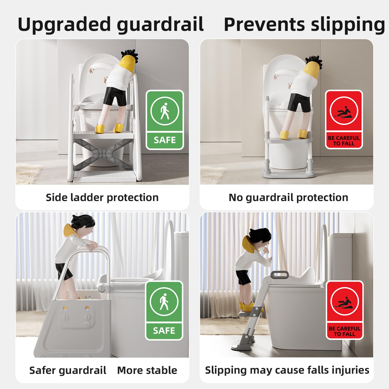 CheerKid 3-in-1 potty seat side view shows compact footprint for small bathrooms