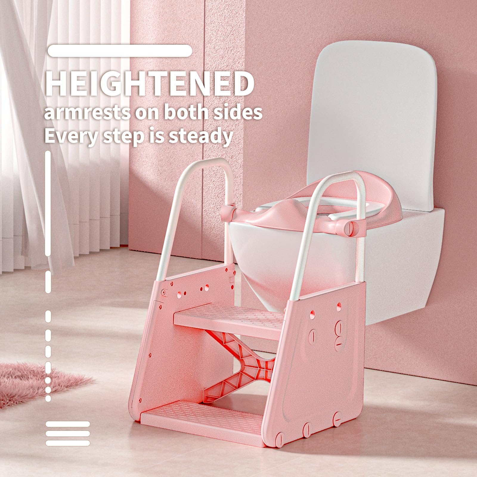 CheerKid adjustable-height steps adapt to different toilets as toddlers grow