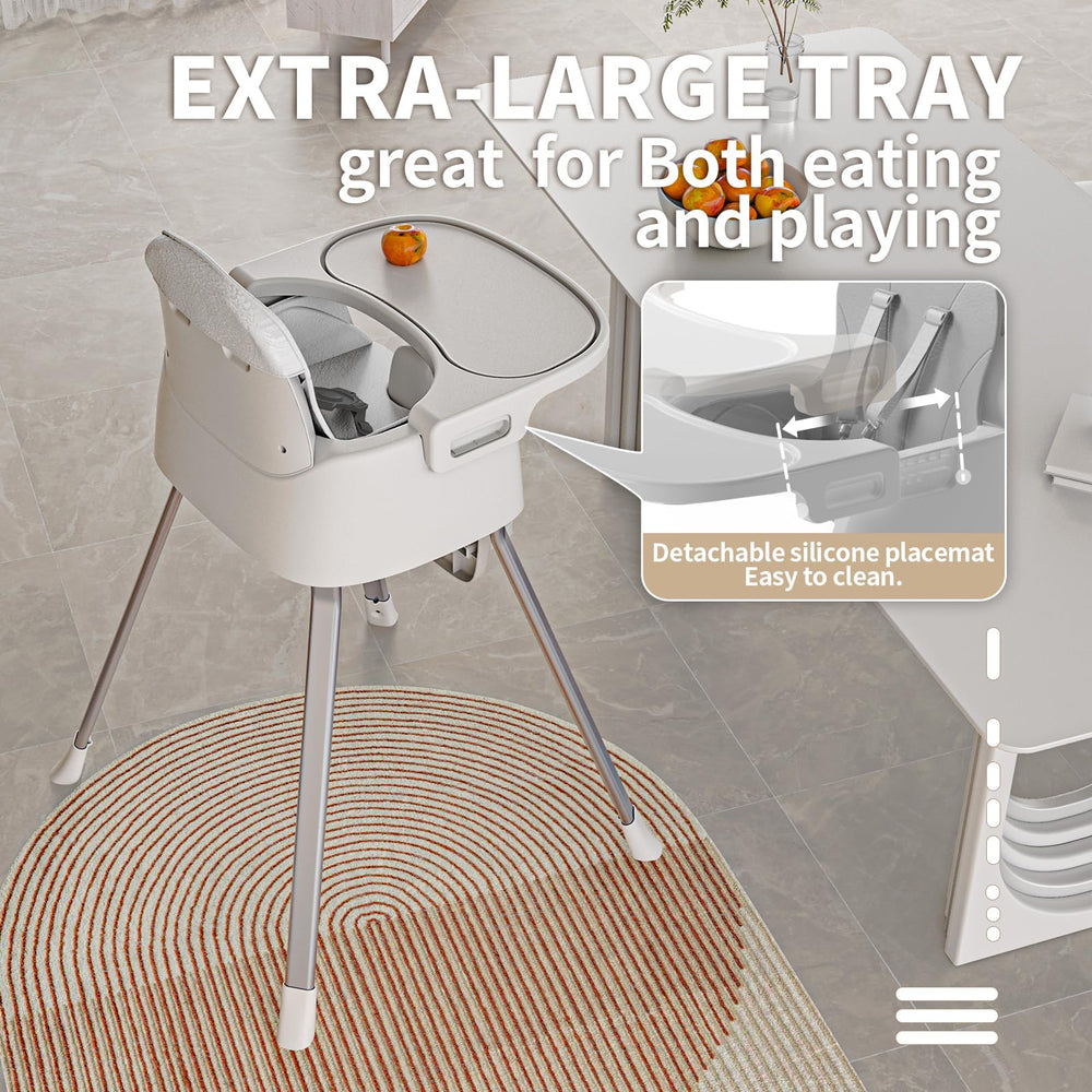 CheerKid portable highchair compact base and tray dimensions for small spaces