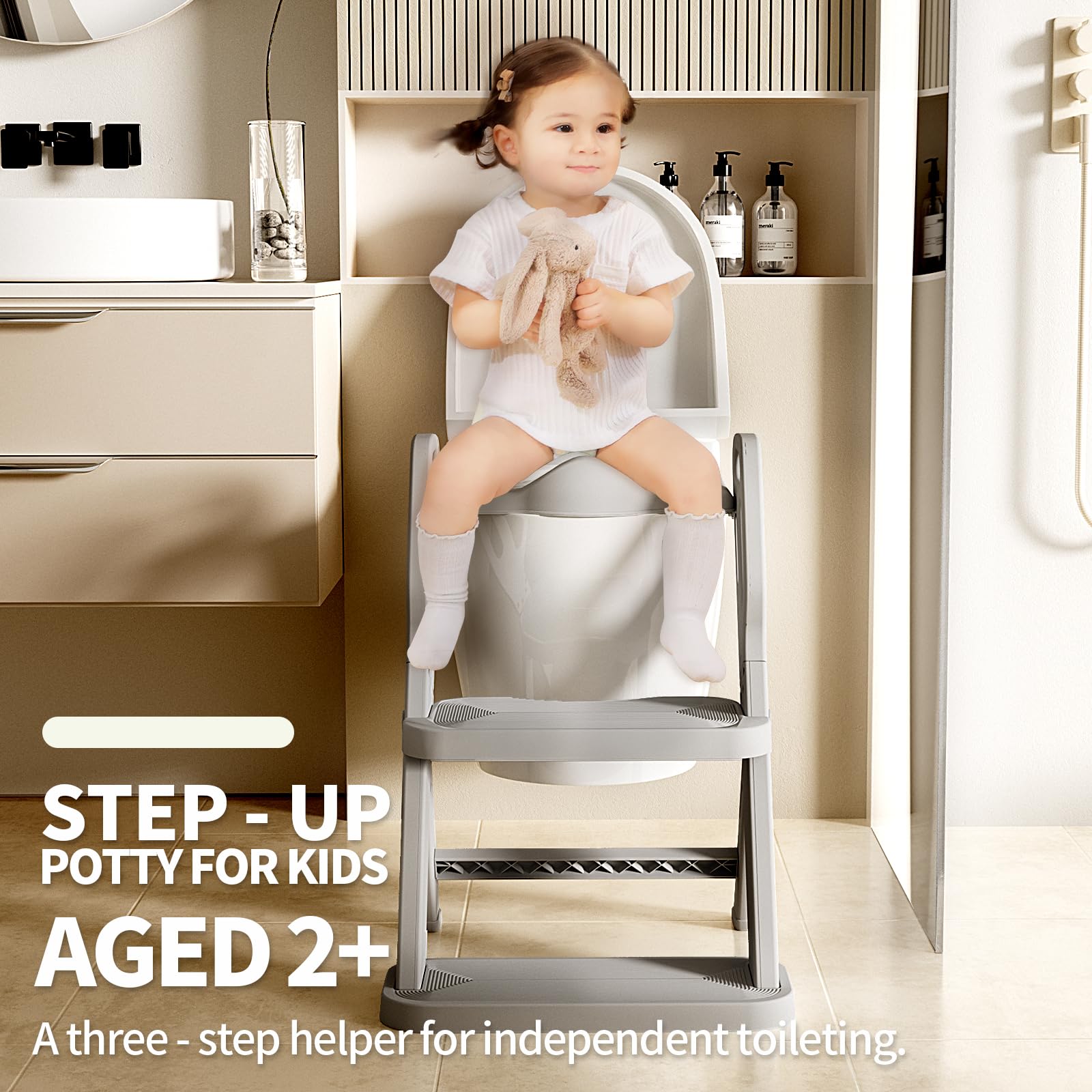 CheerKid potty seat with stable-x-structure stays wobble-free for confident training sessions.