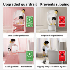 CheerKid step stool with guardrail supports kids reach sinks safely
