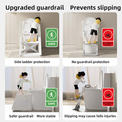 CheerKid toddler step stool demonstrates wide base for safe bathroom reach.