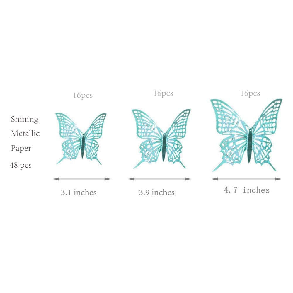 Cheerland 3D teal butterflies closeup shimmer enhances event backdrops