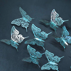 Cheerland 3D teal butterfly wall-mural effect brightens walls and ceilings with metallic shine