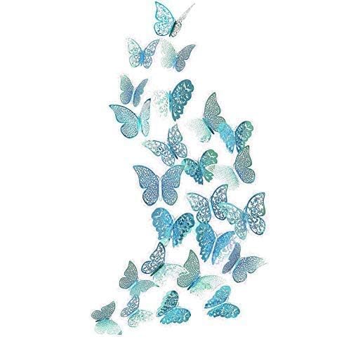 Cheerland Teal Blue 3D butterfly wall stickers add depth to bedroom decor