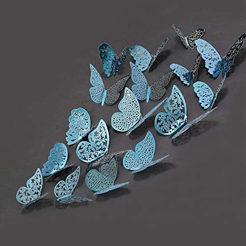 Cheerland Teal Blue butterfly decals in living room for focal wall