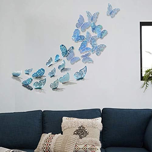 Cheerland Teal Blue butterfly decals with metallic shine for dramatic walls