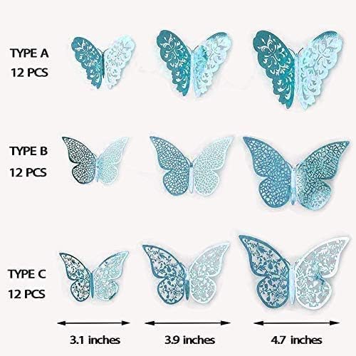 Cheerland Teal Blue butterfly stickers lightweight and reusable for events