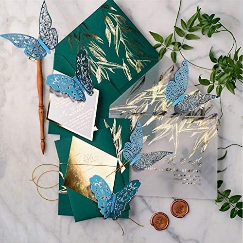 Cheerland Teal Blue butterfly wall stickers used as wedding backdrop