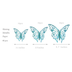 Cheerland teal blue butterfly wall sticker close-up highlights metallic finish