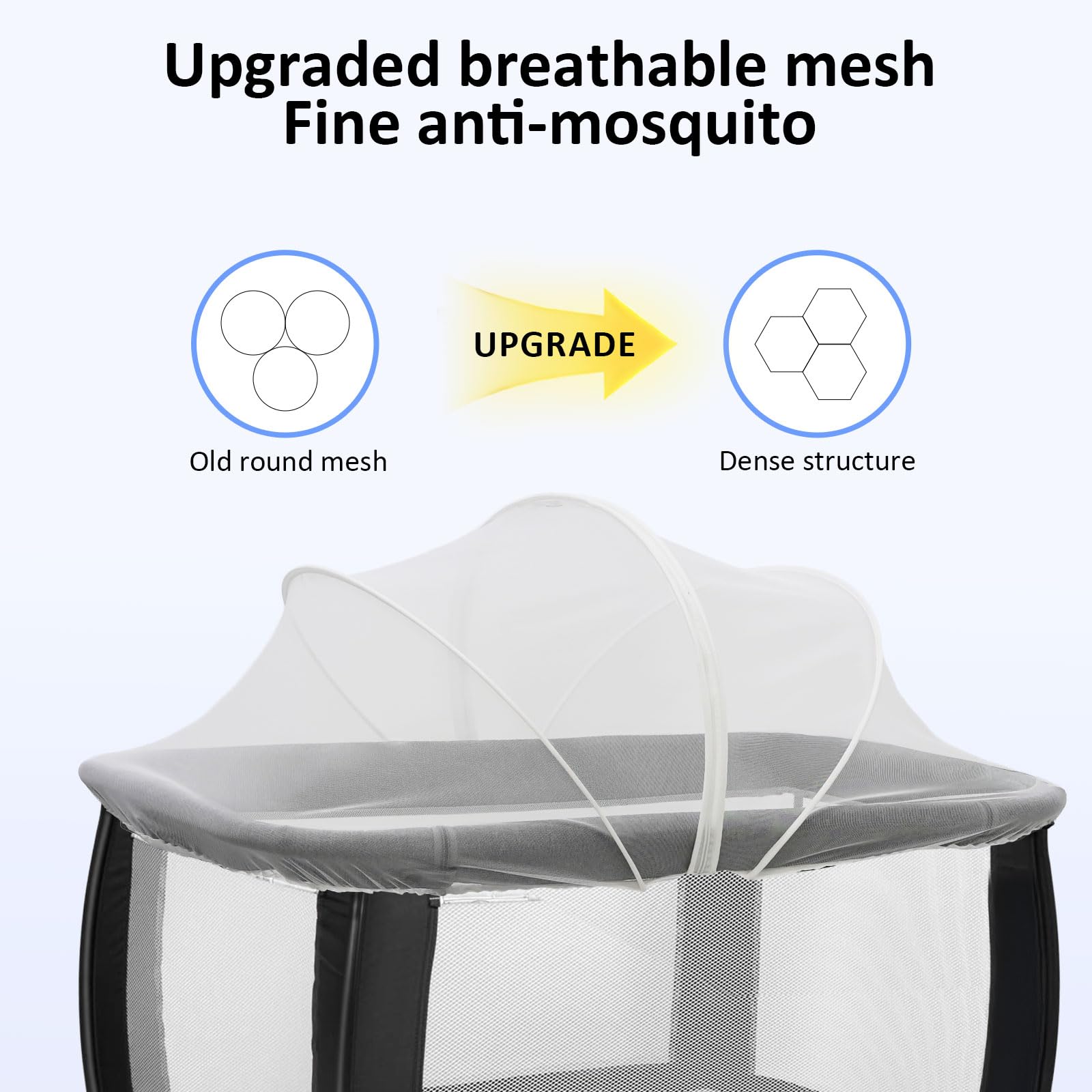 Cheermomo Pack N Play Cover anti-tear 3D-frame maintains canopy shape.