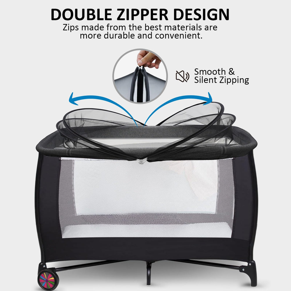 Cheermomo Pack n Play Cover breathable mesh keeps air flowing for comfy environment.