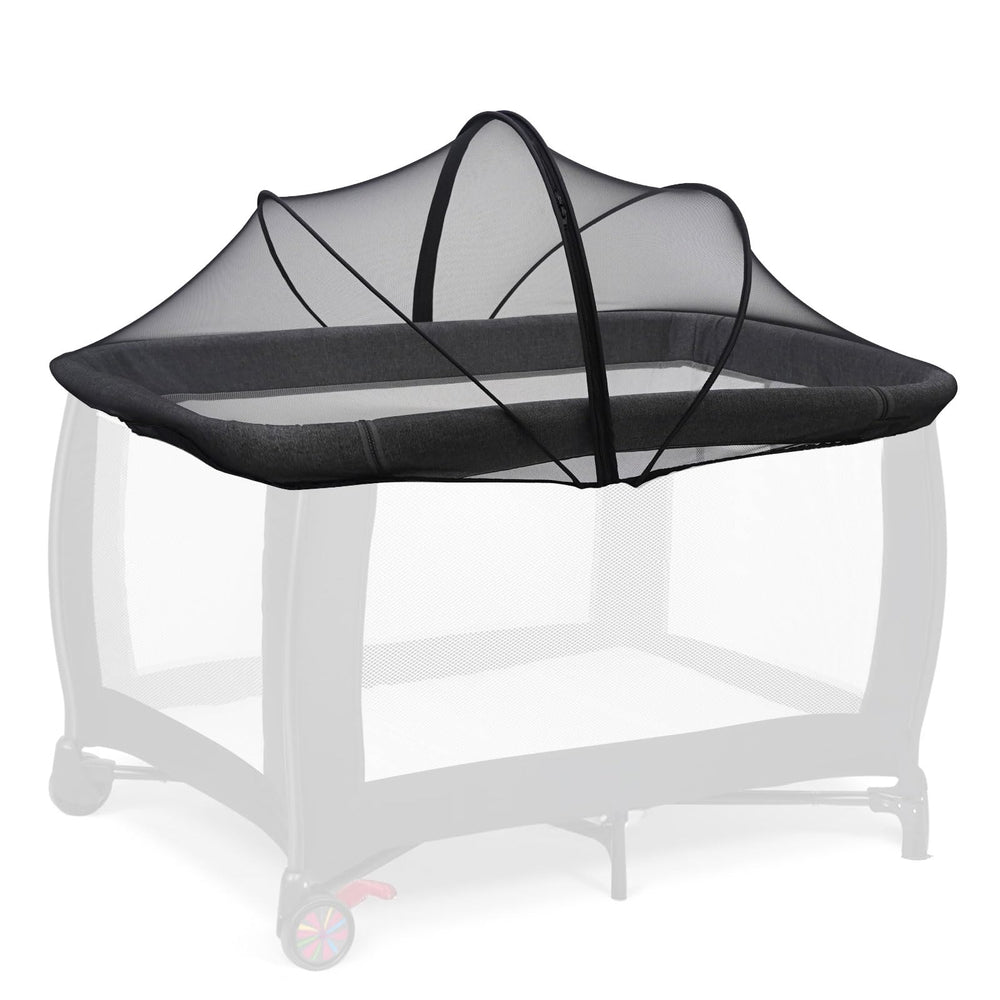 Cheermomo Pack n Play Cover mosquito net keeps bugs out for safe, peaceful play.
