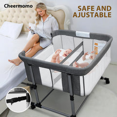 Cheermomo twin bassinet bedside cosleeper in action for easy night feedings