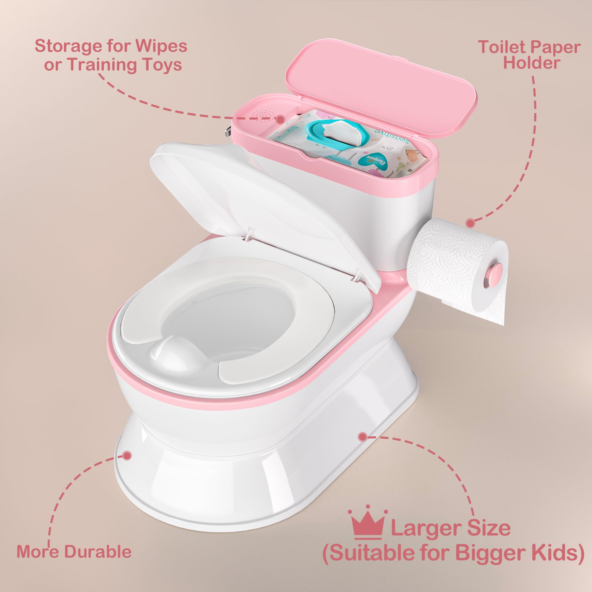 CheerTry 2in1 toddler potty extendable toilet paper holder keeps wipes ready