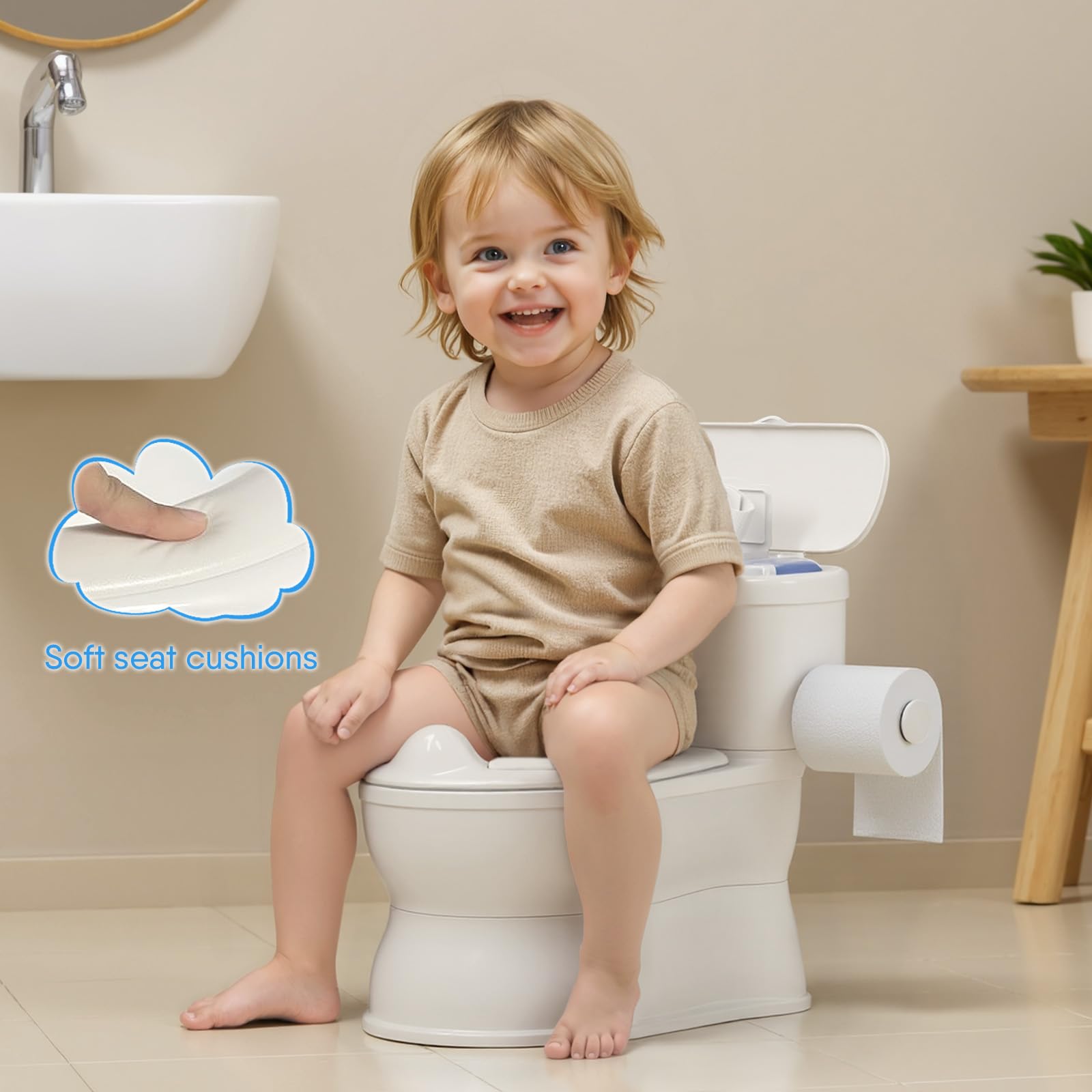 CheerTry potty flush-sound-button adds realistic sound feedback to encourage participation.
