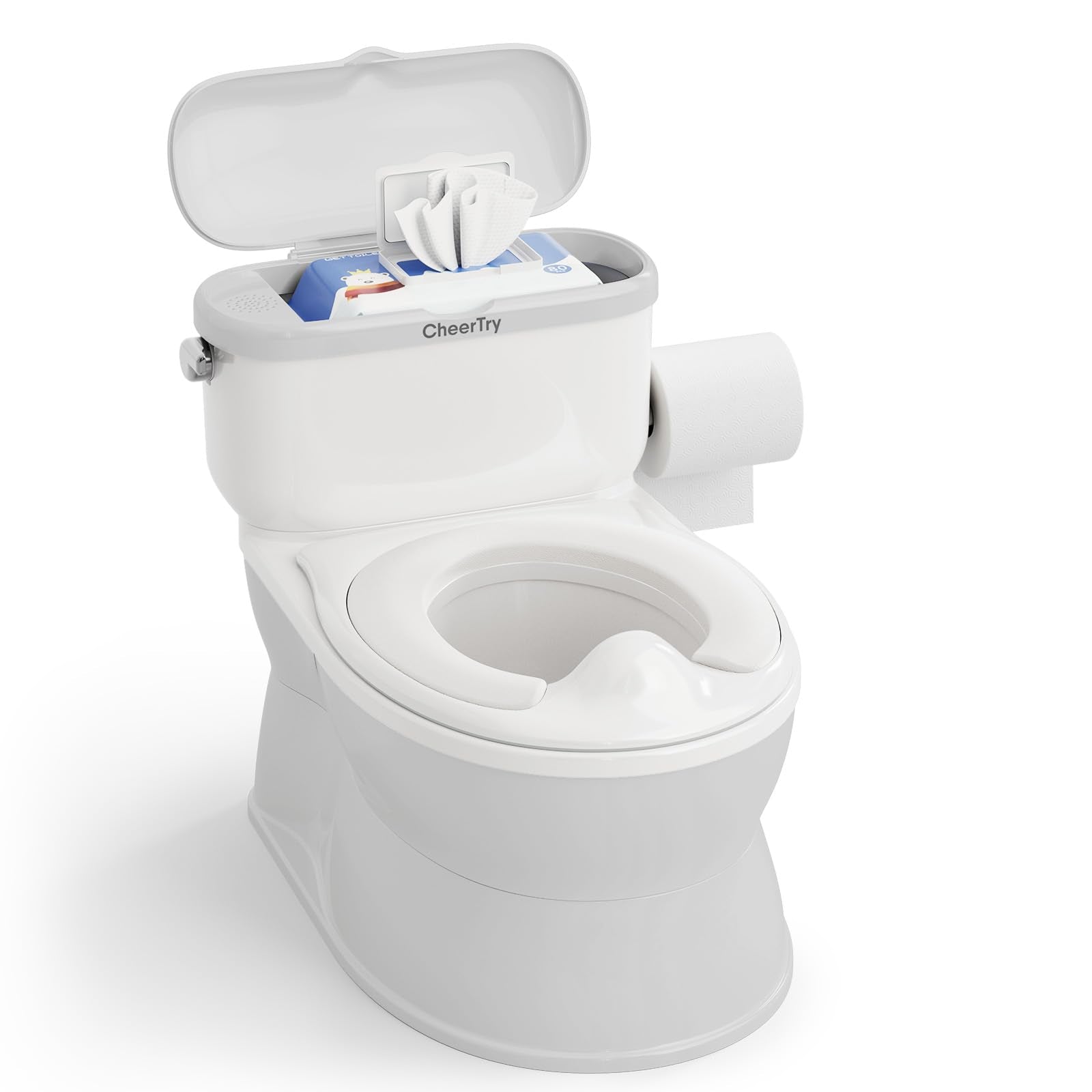 CheerTry 2-in-1 toddler potty full front view shows sturdy design for confident sessions
